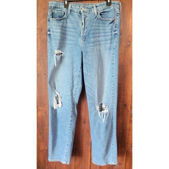 Old Navy Women 16 Tall Jeans O.G. Loose High Rise Medium Wash Distressed Denim - Picture 5 of 10